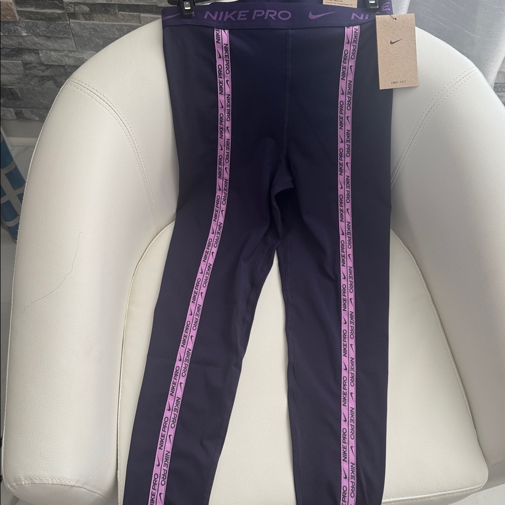 NWT. Nike Pro Women’s Dri-Fit Training Leggings. Color: Purple. Size: S/M - Picture 2 of 5